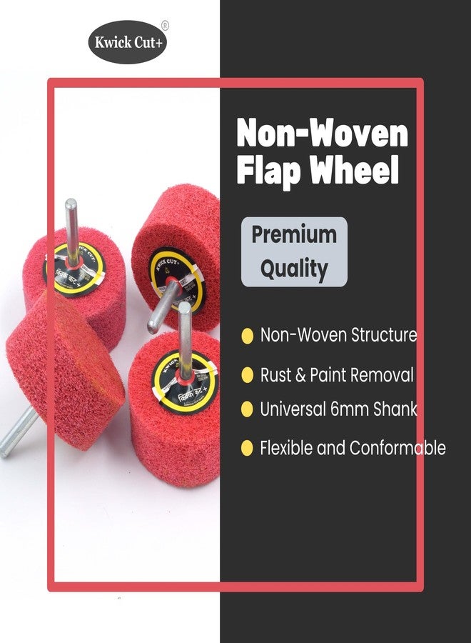 KWICK CUT + Kwick Cut+ Non-Woven Unitised Abrasive Matt Mop Wheel 40x25mm for Drill with 6mm Shank - Red Surface Conditioning Polishing Buffing Wheel for Metal, Wood, Rust Removal - for Rotary Tools - Image 4